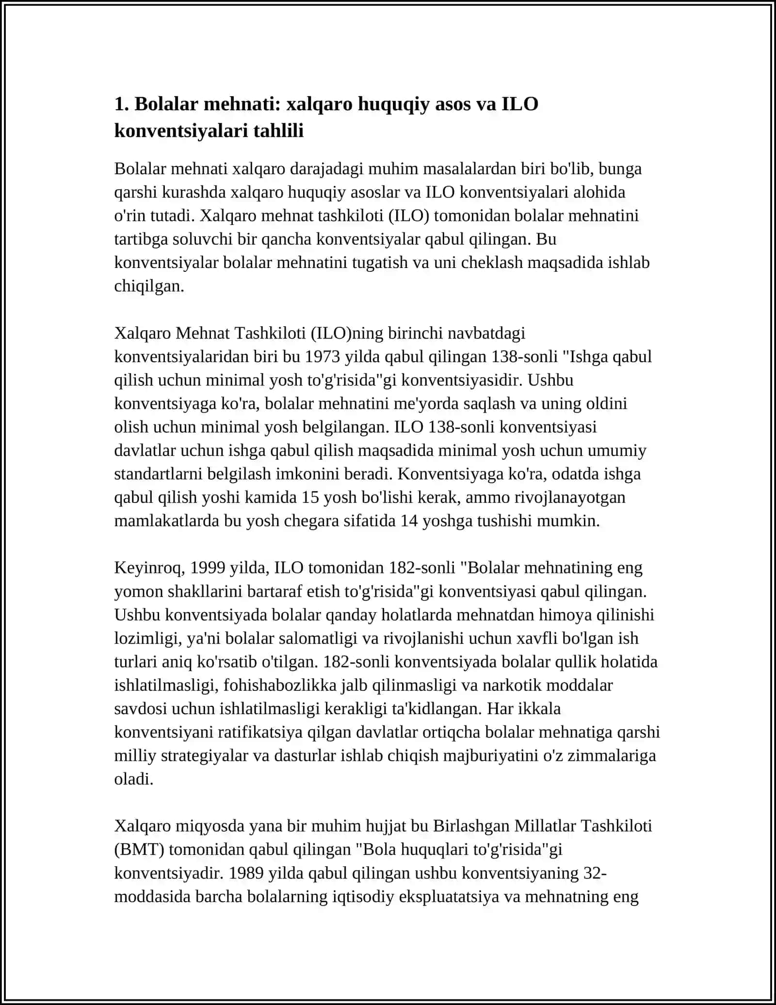 BOLALAR MEHNATI VA IJTIMOIY HIMOYA:XALQARO TAJRIBALAR TAHLILI 3