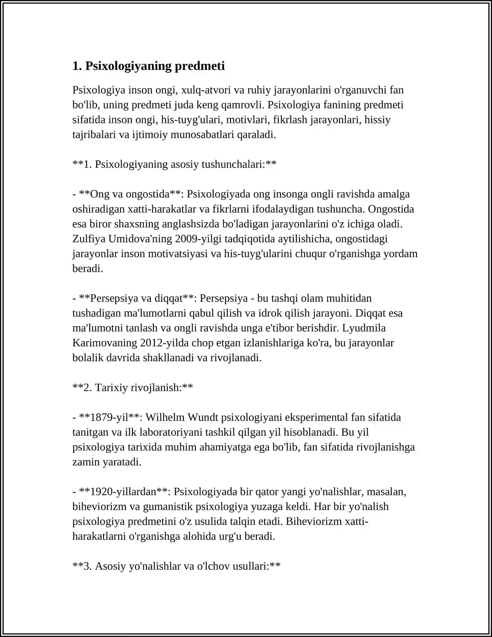 PSIXOLOGIYA FANINING PREDMENTI VA RIVOJLANISH TARIXI PSIXALOGIYANING TADQIQOT METODLARI VA TARMOQLARI 3
