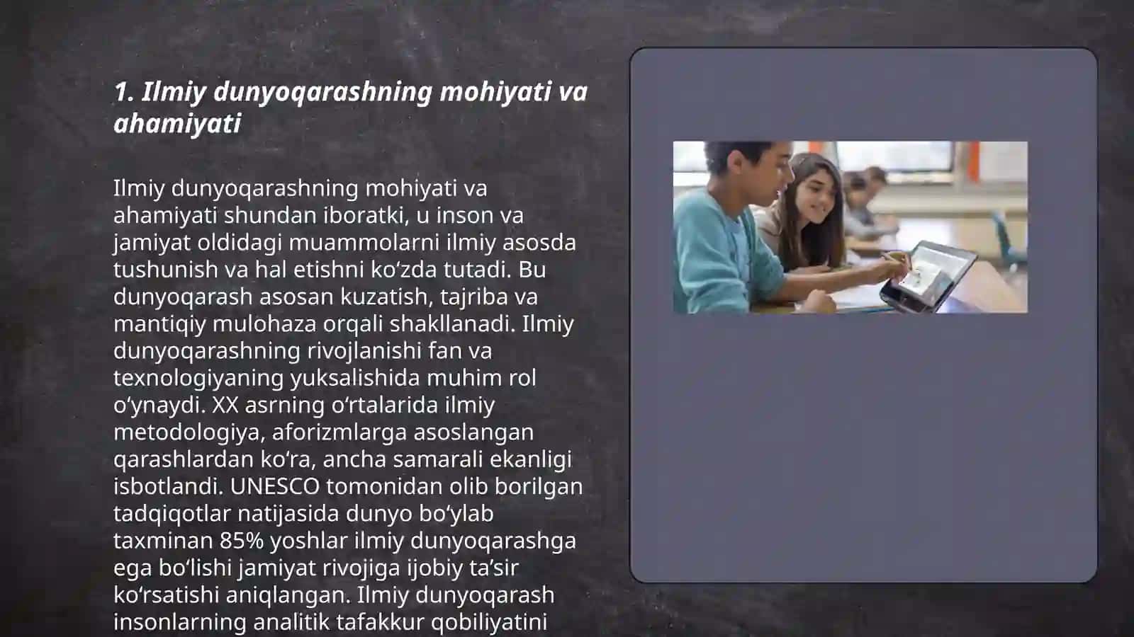 Ilmiy dunyoqarashni shakllantirish va o'quvchilarni aqliy tarbiyalash 3