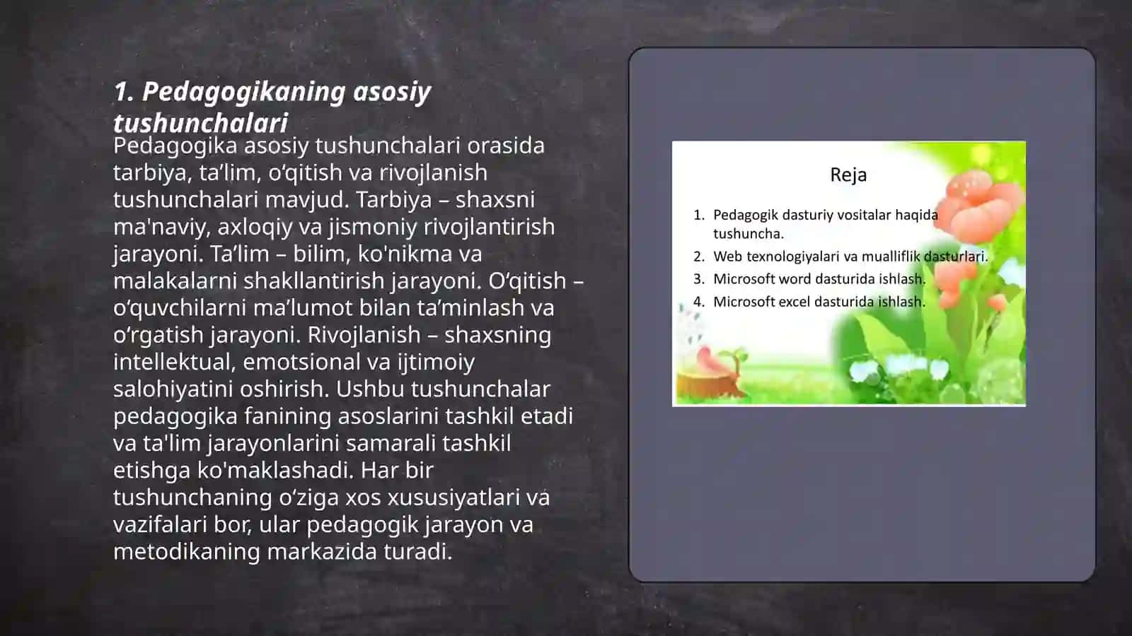 Pedagogik haqida tushumcha va piredmetli ôyinlar 3