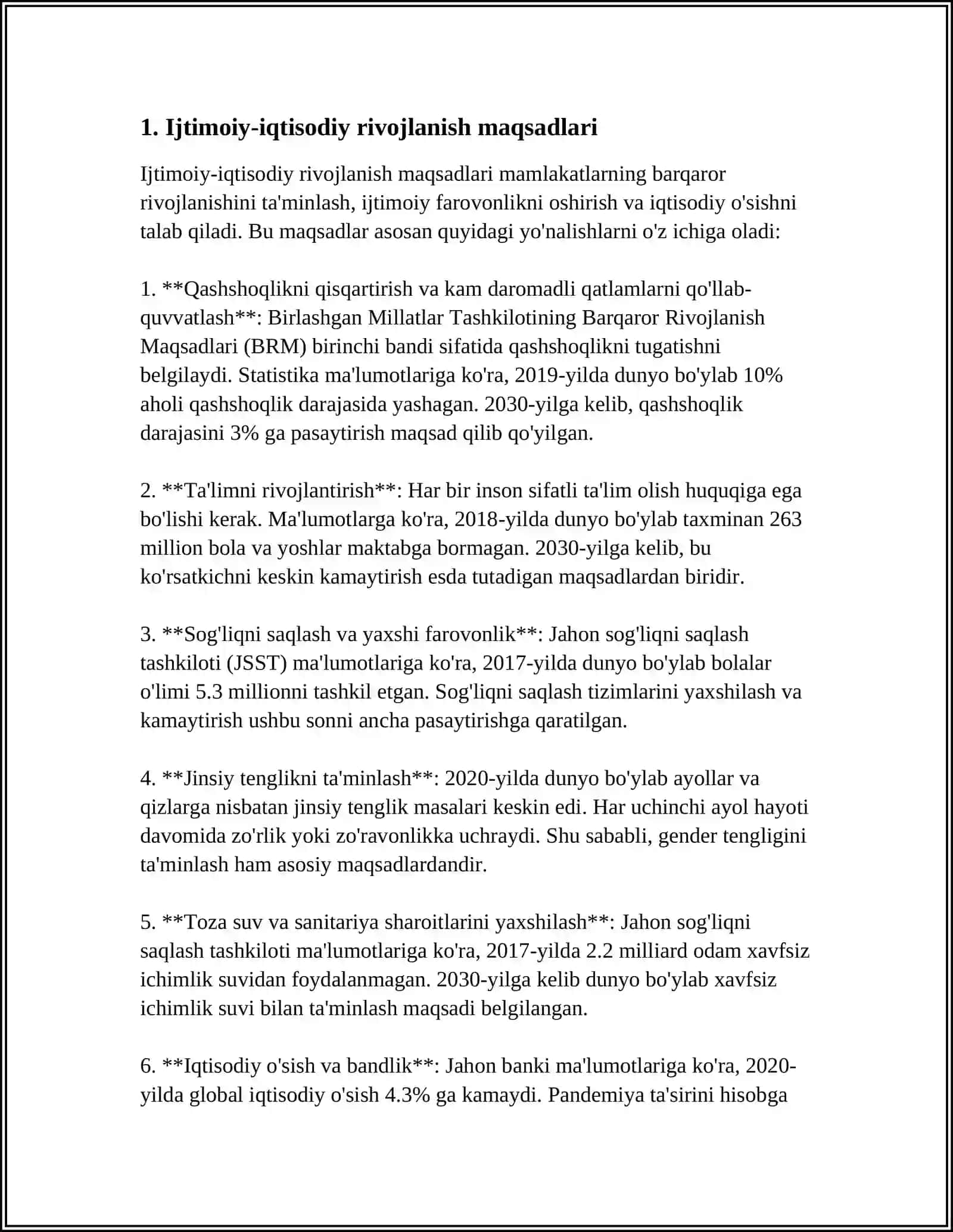 OʻZBEKISTON RESPUBLIKASI PREZIDENTINING 2023-YIL 11-SENTYABRDAGI "OʻZBEKISTON-2030" STRATEGIYASI TOʻGʻRISIDA"GI PF 158-SON FARMONI 3