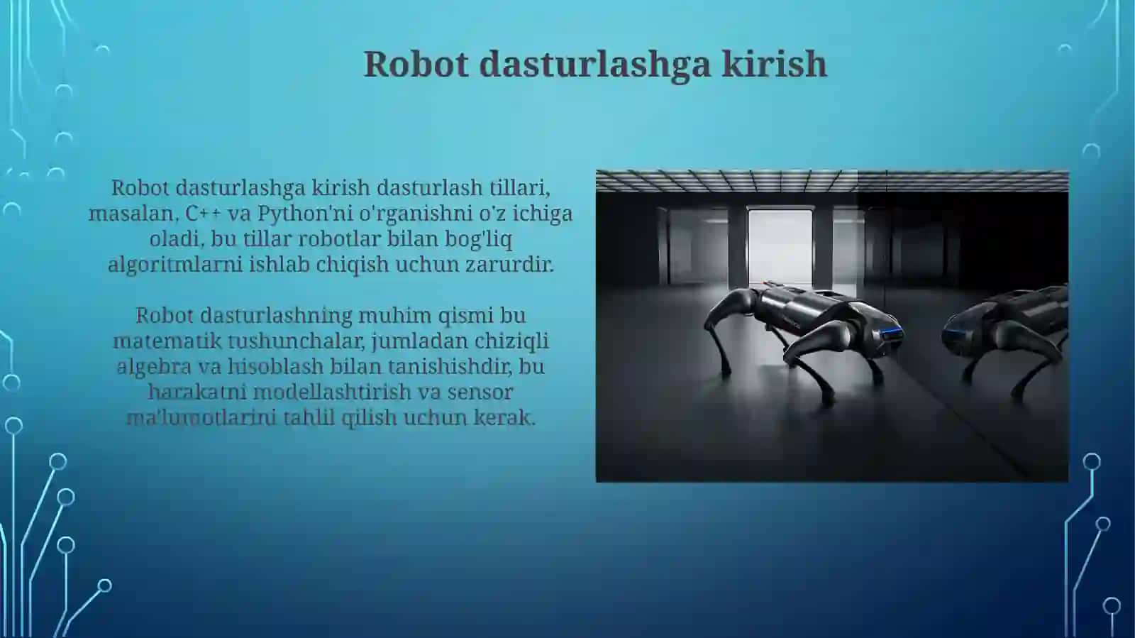 Robotlarni dasturi taʼminotini oʻrganish 3