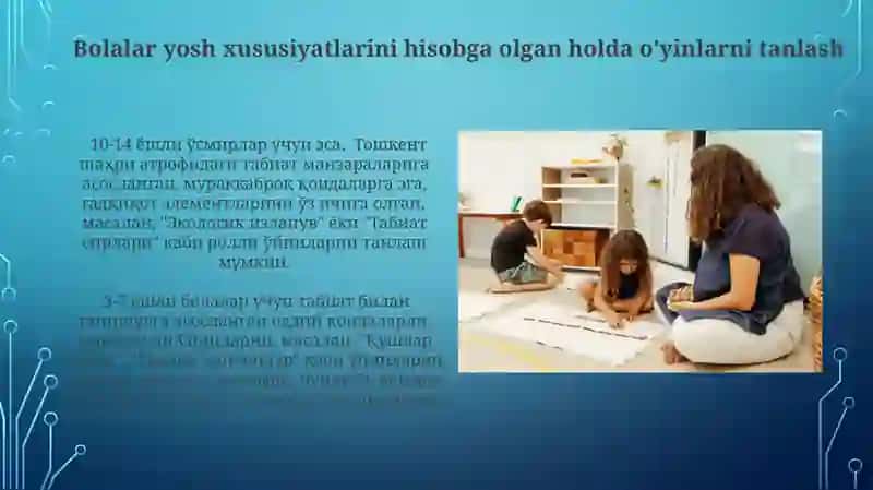Tabiat bilan tanishtirish metodikasi asosida bolalar o'yinlarini tashkil etish texnologiyasi 3