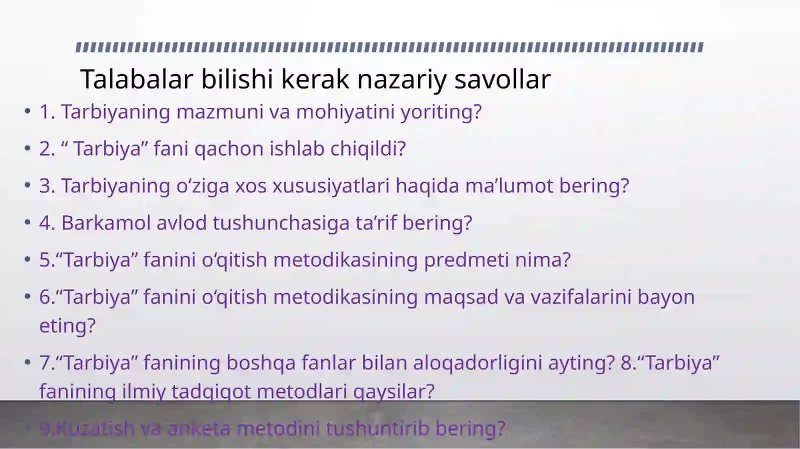 Tarbiya fanini o‘qitish metodikasi 3
