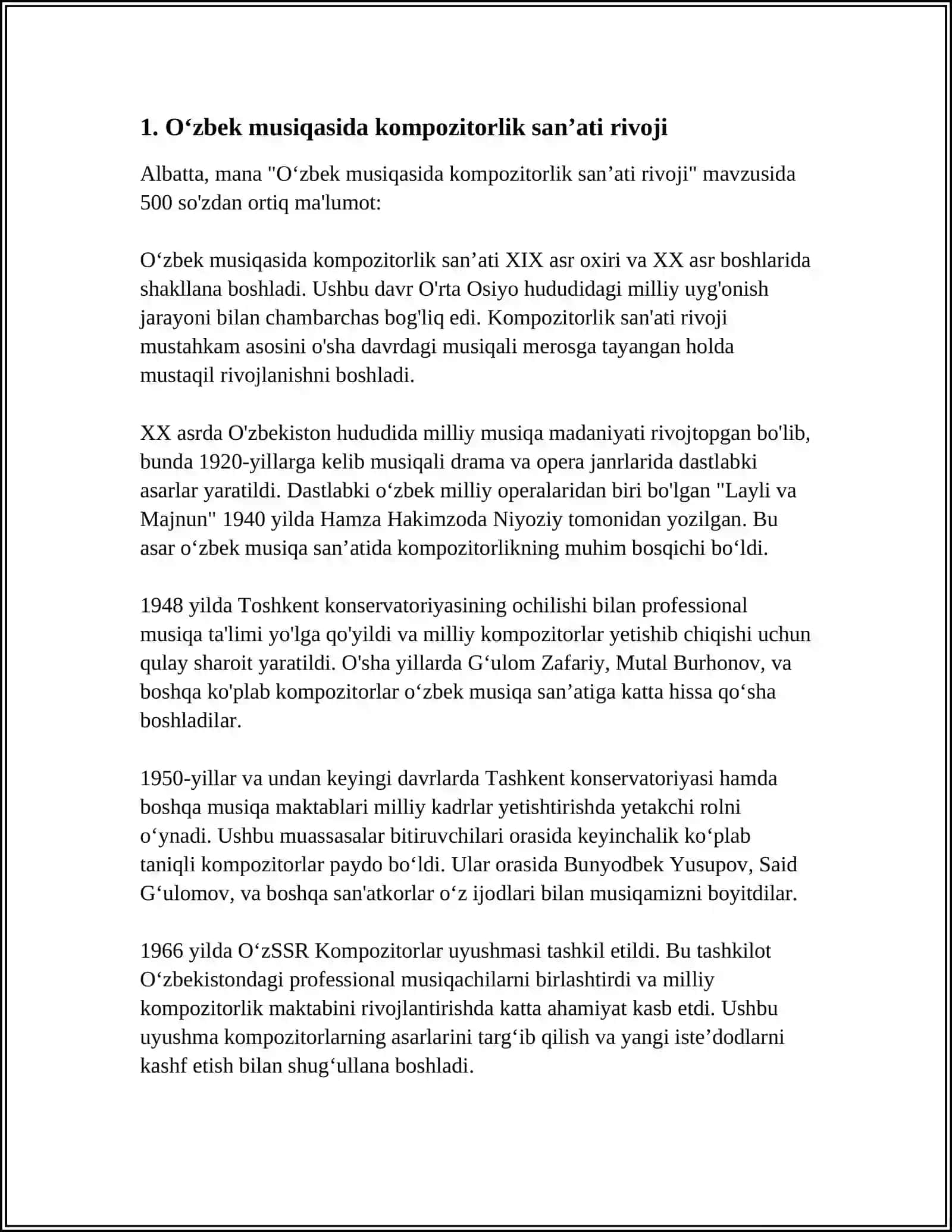 ÒZBEK MUSIQASIDA KOMPOZITORLIK VA BASTAKORLIK USLUBLARI 3
