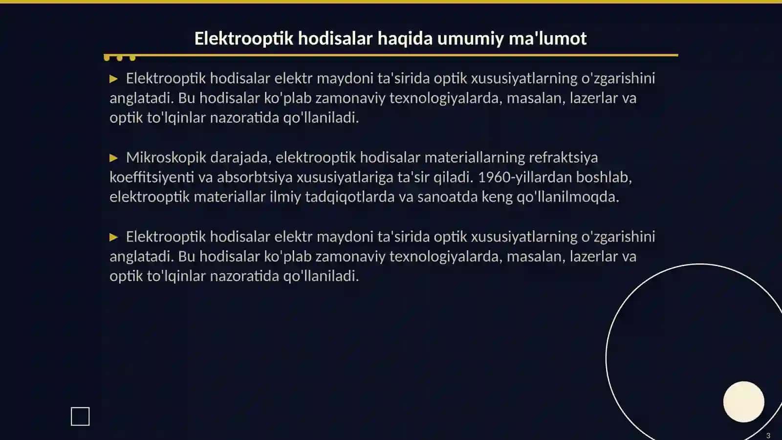 Elektrooptik va magnitooptik hodisalar fizika fanidan 3