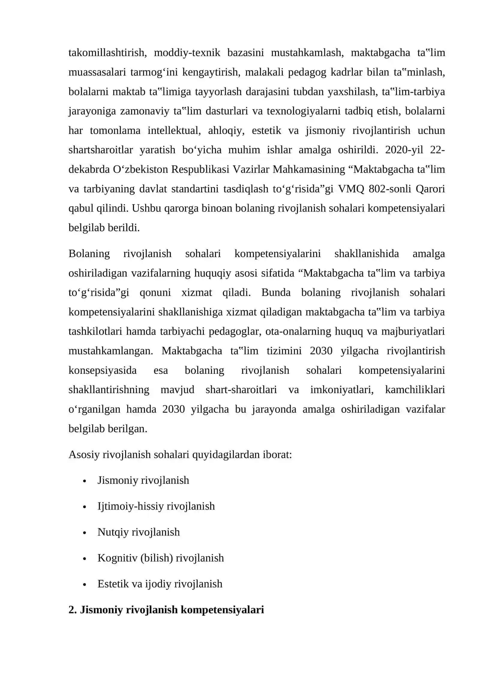 Bolaning rivojlanish sohalari kompetensiyalari 3