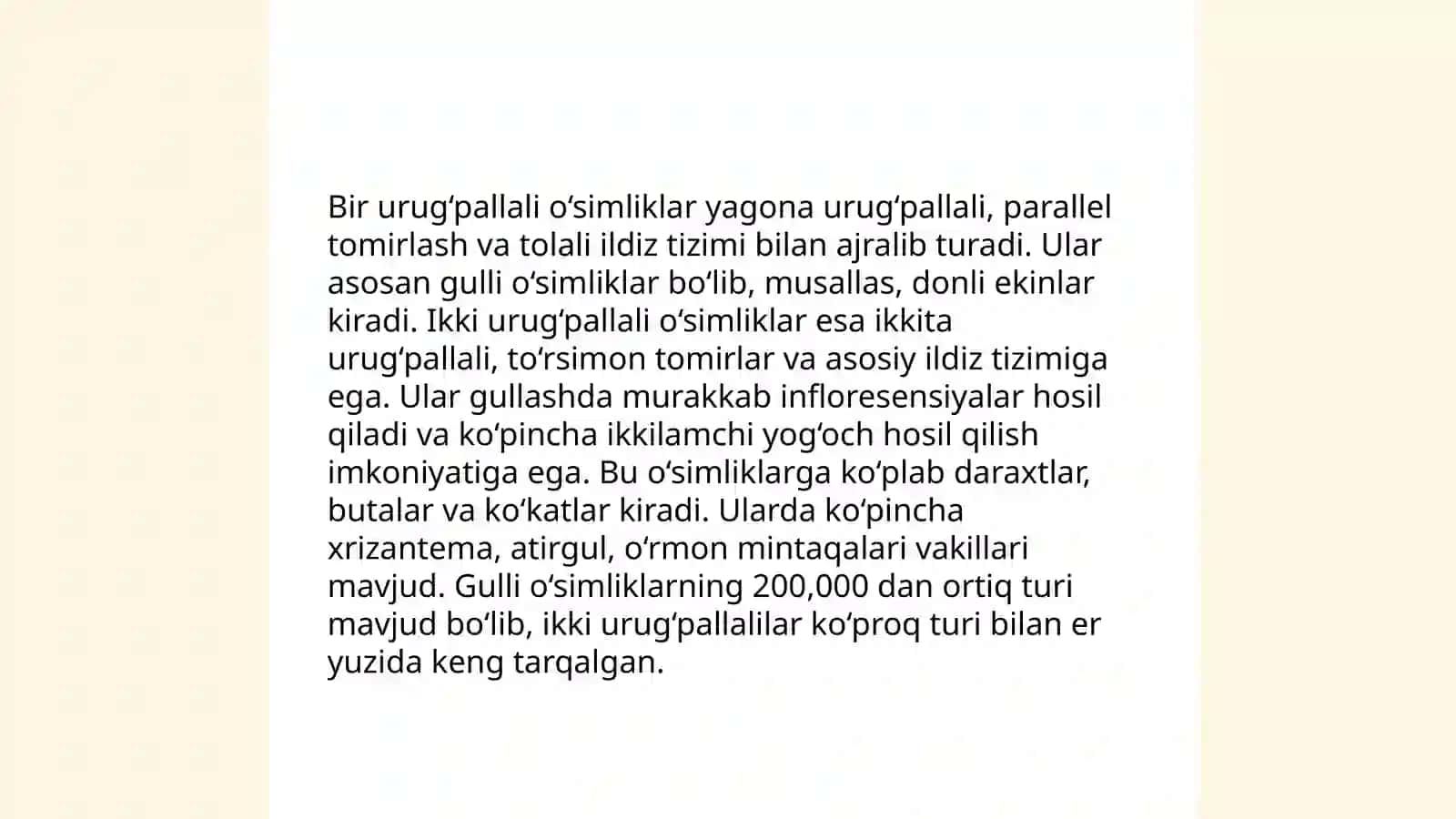Yagona urug‘pallali va ikki urug‘pallali o‘simliklar 3