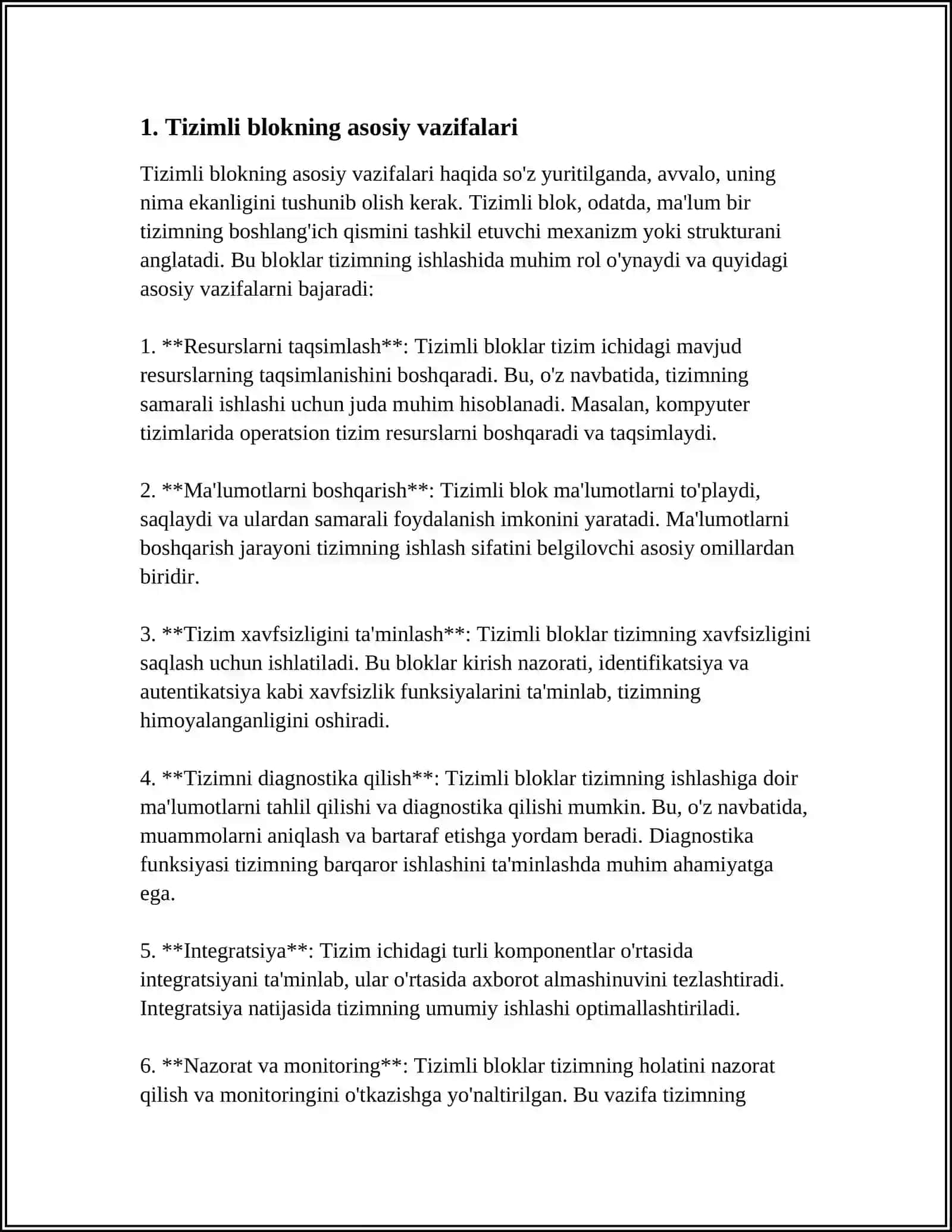 TIZIMLI BLOK VA UNING TARKIBIY ELEMENTLARI (PROTSESSOR, SOPROTSESSOR, XOTIRA) 3