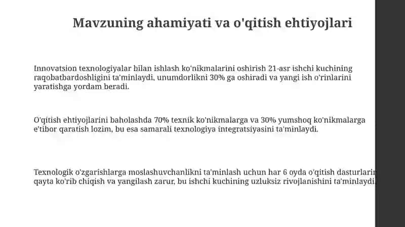 Ishchi kadrlarni innavatsion texnologiyalar bilan ishlashni oʼrganish 3