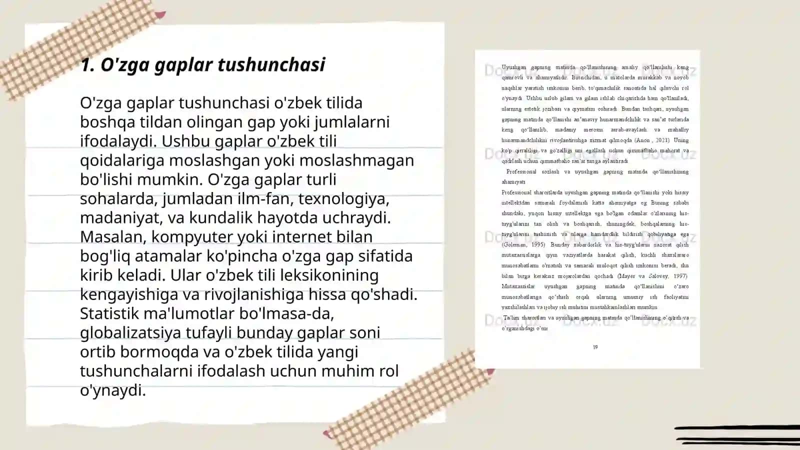 O'zga gaplarning gap sintaksisi tizimidagi o'rni 3