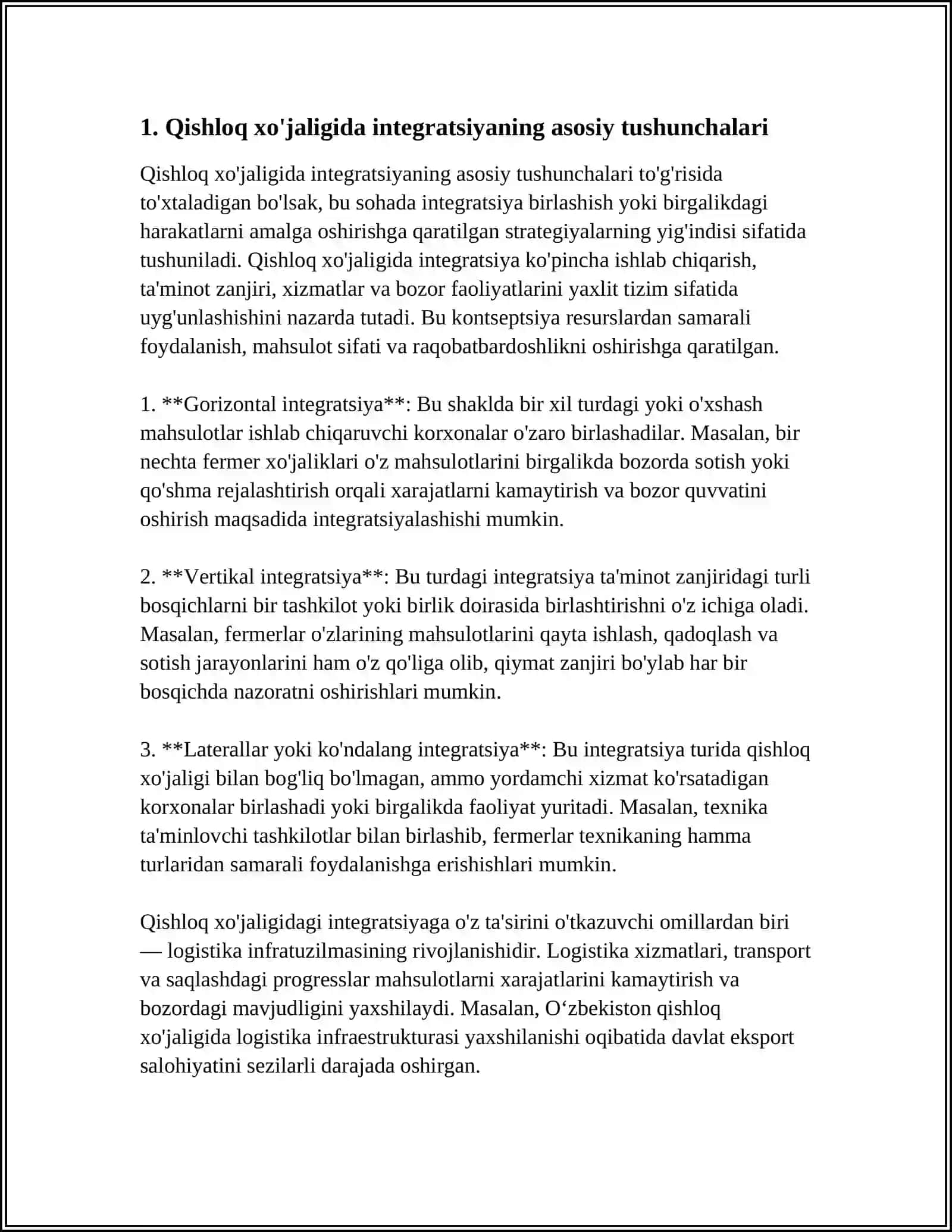 QISHLOQ XO'JALIGIDA INTEGRATSIYA JARAYONLARINING IQTISODIY MOHIYATI 3