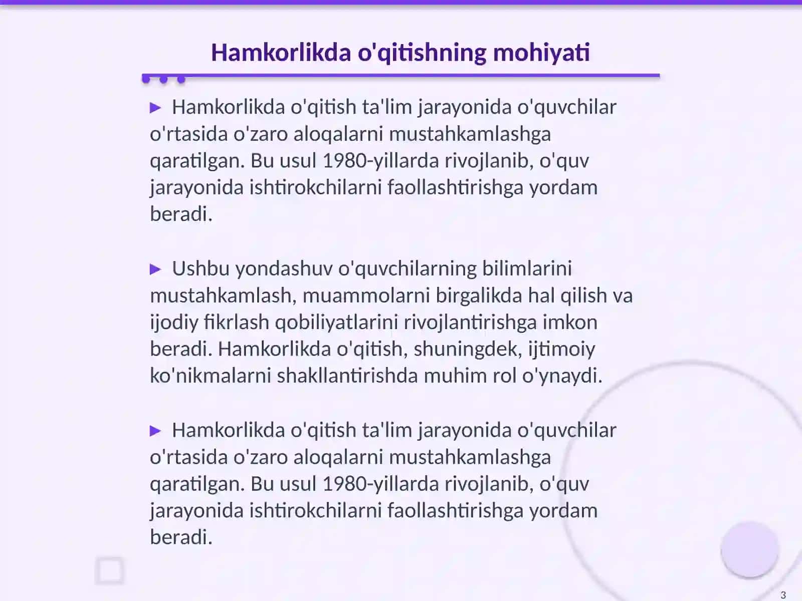 Kimyoni oʻqitishda hamkorlikda oʻqitish texnolologiyasining jamoada oʻqitish metodidan foydalanish 3