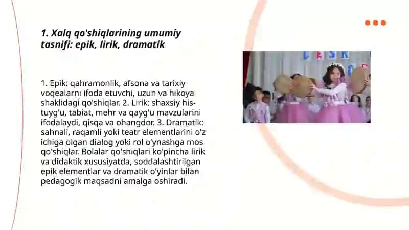 Xalq qo'shiqlar tasnifi.Bolalar qo'shiqlari 3