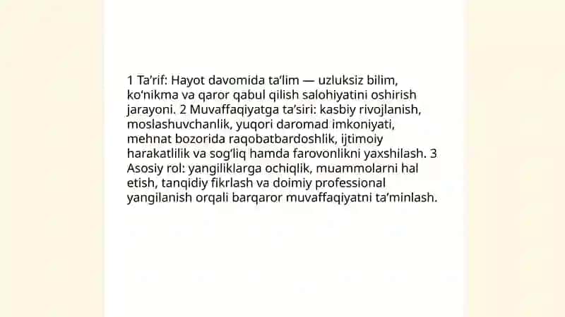 Hayot davomida ta'lim muvafaqqiyat vositasi sifatida 3