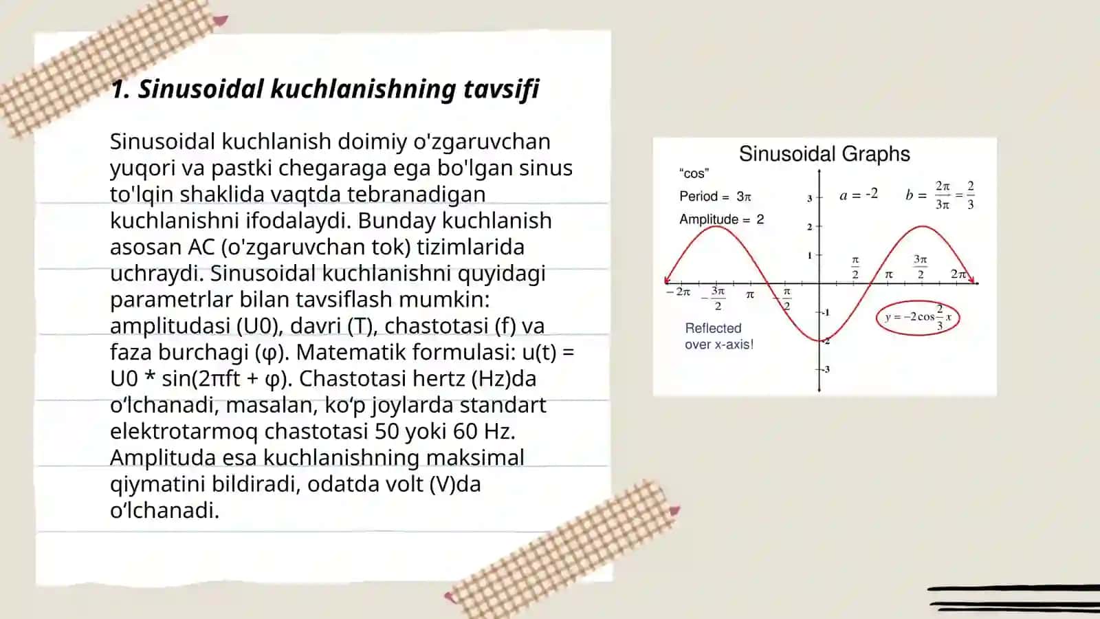 Sinusoidal kuchlanishning tavsifi 3