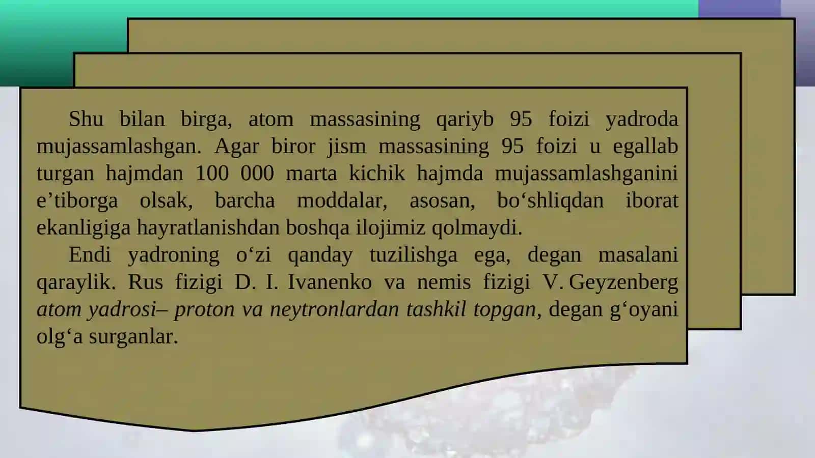 Atom yadrosining tarkibi. Bog‘lanish energiyasi. Massa defekti 3