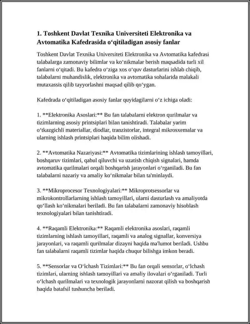 Elektronika va Avtomatika Kafedrasi Fanlari 3
