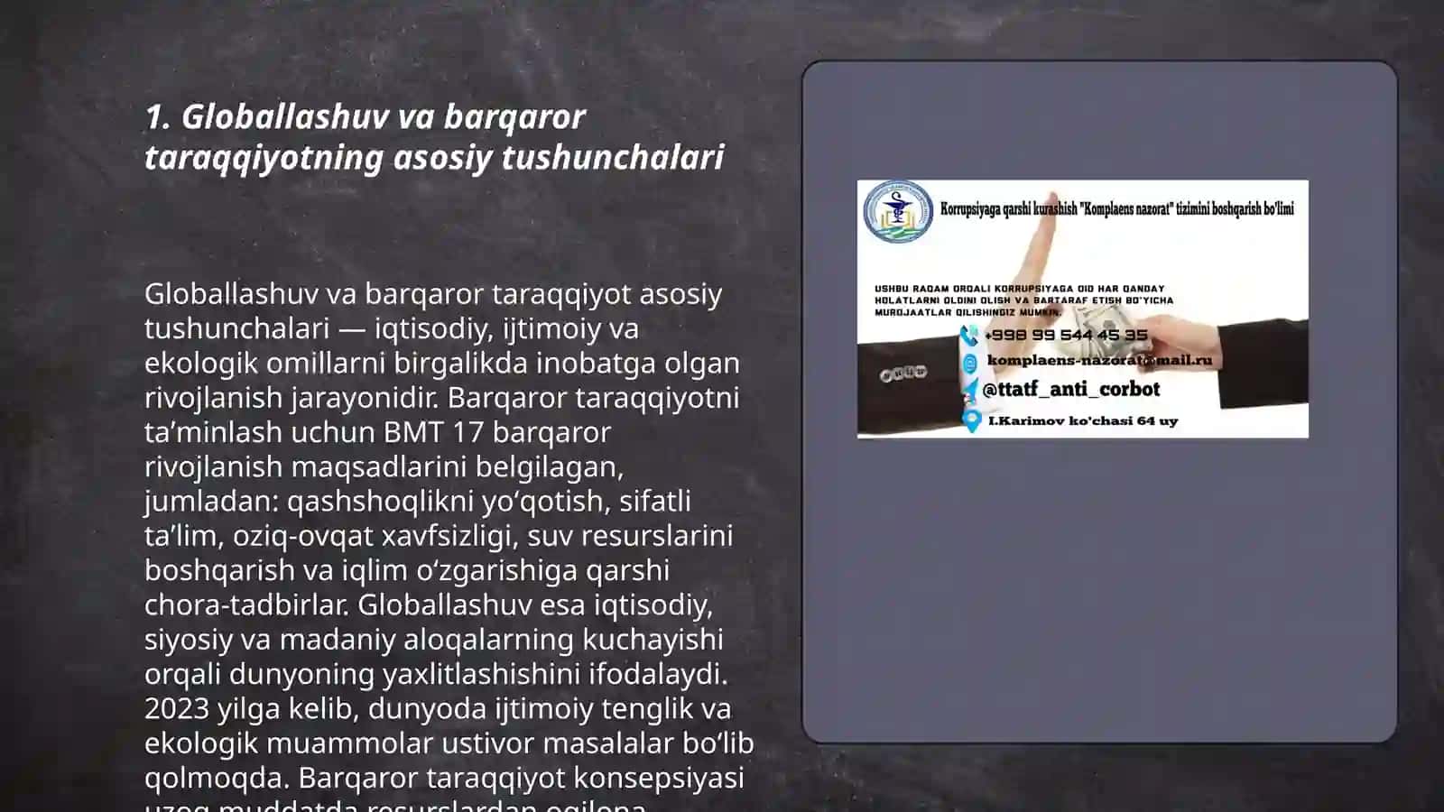 Globallashuv va barqaror taraqqiyot falsafasi: Korrupsiyaga qarshi kurashning jahon tajribasi. O‘zbekistonning korrupsiyaga qarshi kurash siyosati 3
