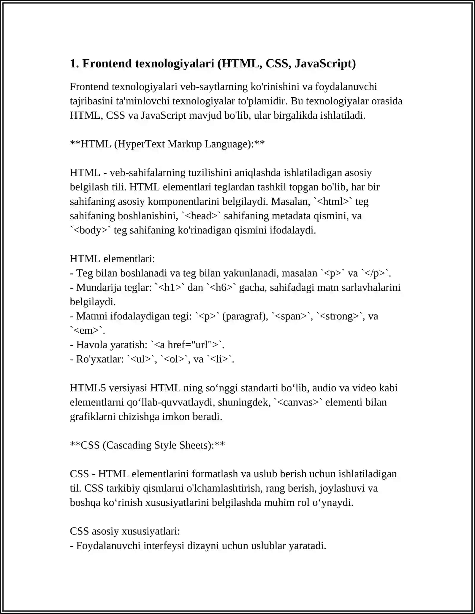 Frontend texnologiyalari (HTML, CSS, JavaScript) 3