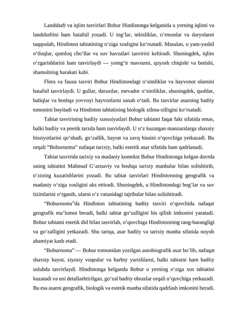 BOBURNOMADA HIGʻNDISTONIV TABIATINING BADIIY TASVIRI 3