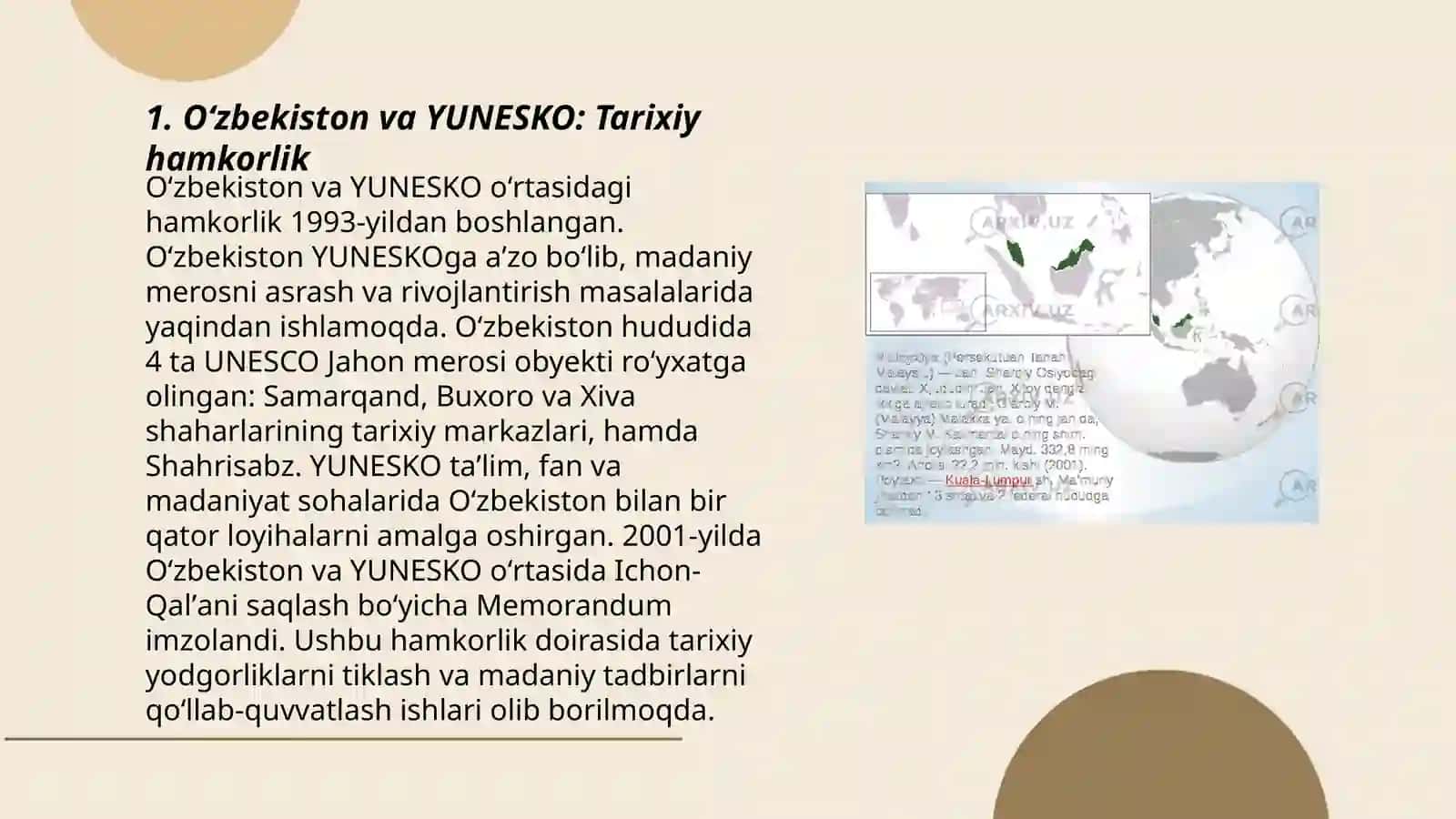 Oʻzbekiston va Yunesko munosabatlari 3