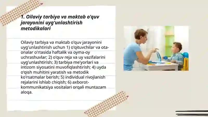Oilaviy tarbiya va maktab o'quv jarayonini uyg'unlashtirish metodikalari 3