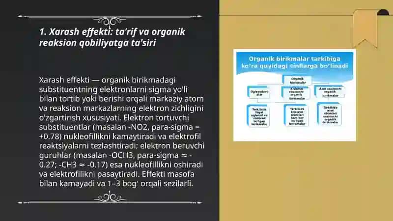 Organik birikmalarning reaksion qobiliyatini Xarash effekti misolida tushintirish 3