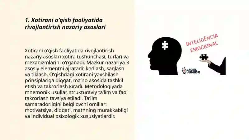 Xotirani oʻqish faoliyatida rivojlantirish 3
