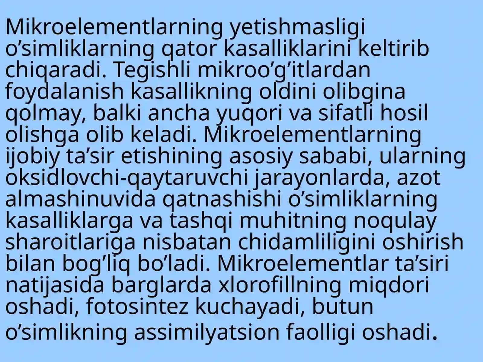 Mikroelementlarni o'simliklar hayotidagi ahamiyati 3