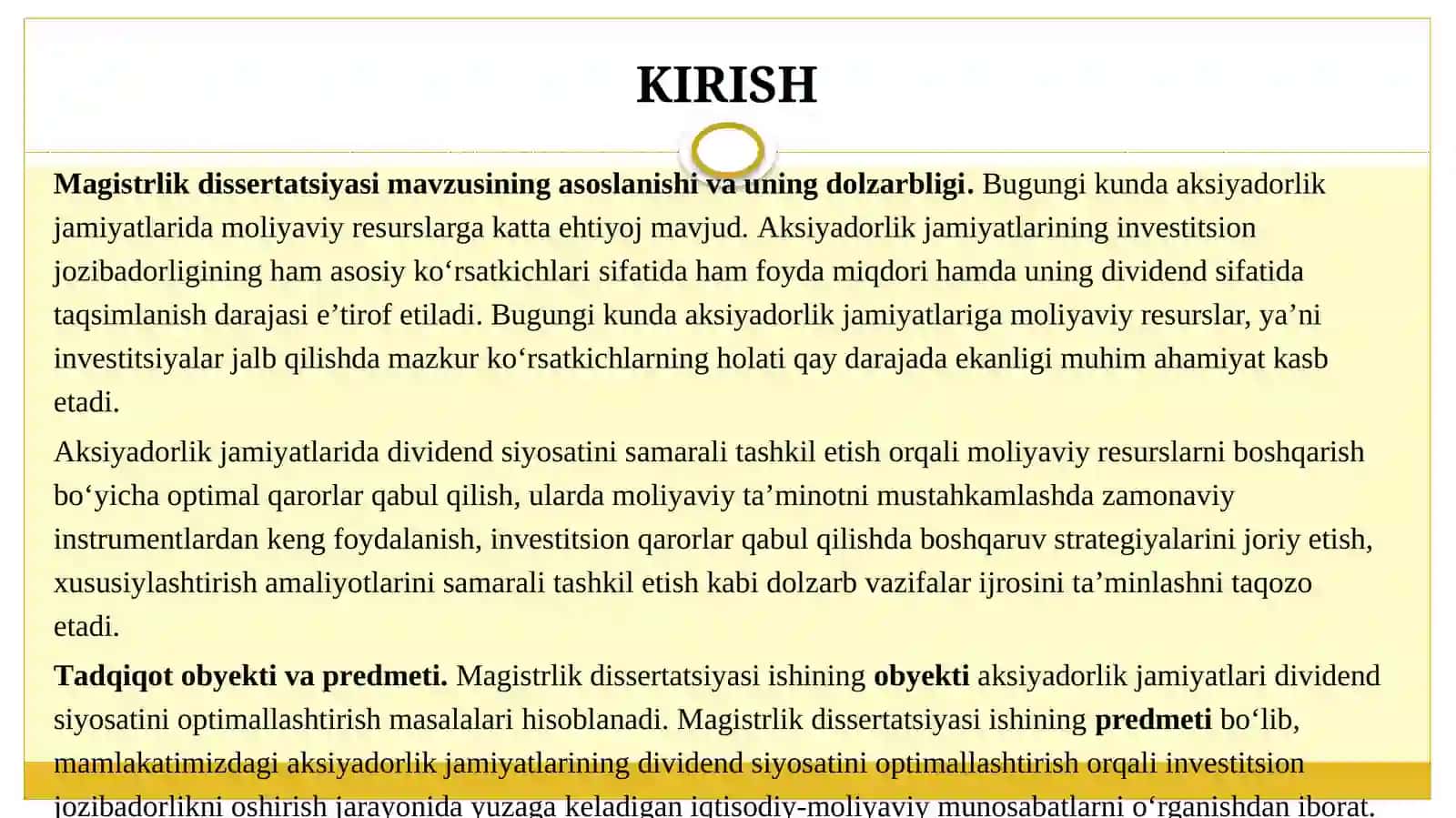 Dividend siyosatini optimallashtirish orqali investitsion jozibadorlikni oshirish 3