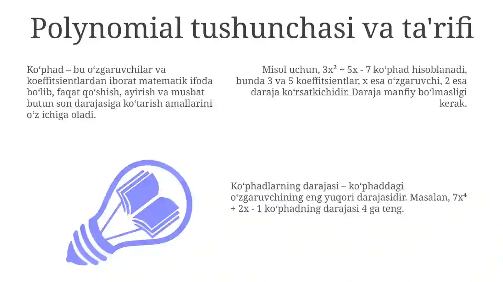 Polynomial tushunchasi va ta'rifi 3