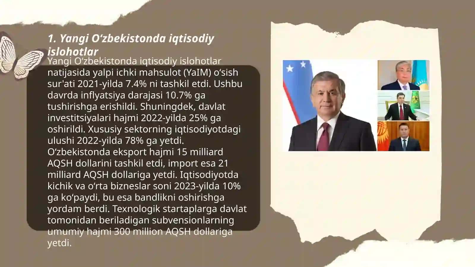 Yangi Oʻzbekistonda Prezident Shavkat Miramonovich Mirziyoyev rahbarligi va tashlabbusi ostida amalga oshirilayotgan islohatlar 3
