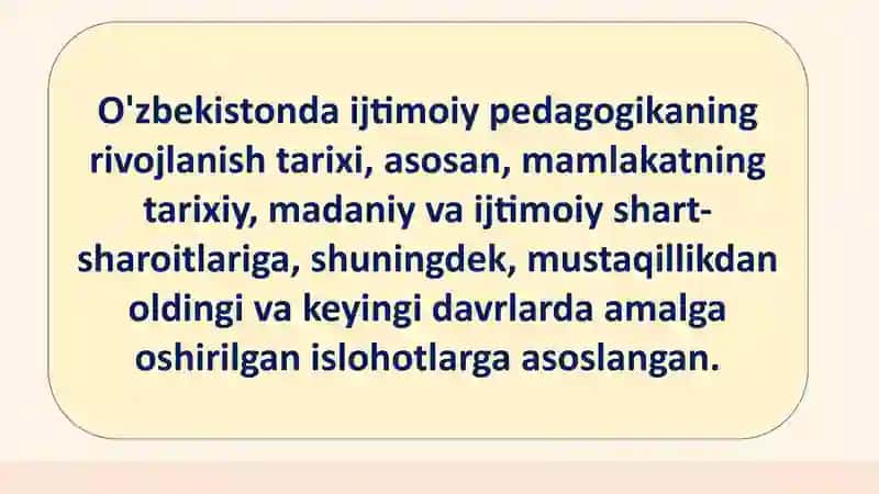 O'zbekistonda ijtimoiy pedagogikaning rivojlanish tarixi 3