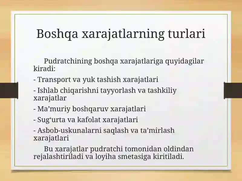 Pudratchining boshqa xarajatlari 3