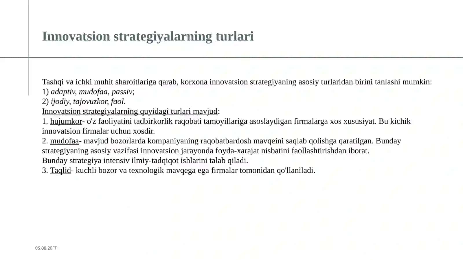 Korxonalarda innovatsion faoliyatning tashkiliy strategiyasi 3