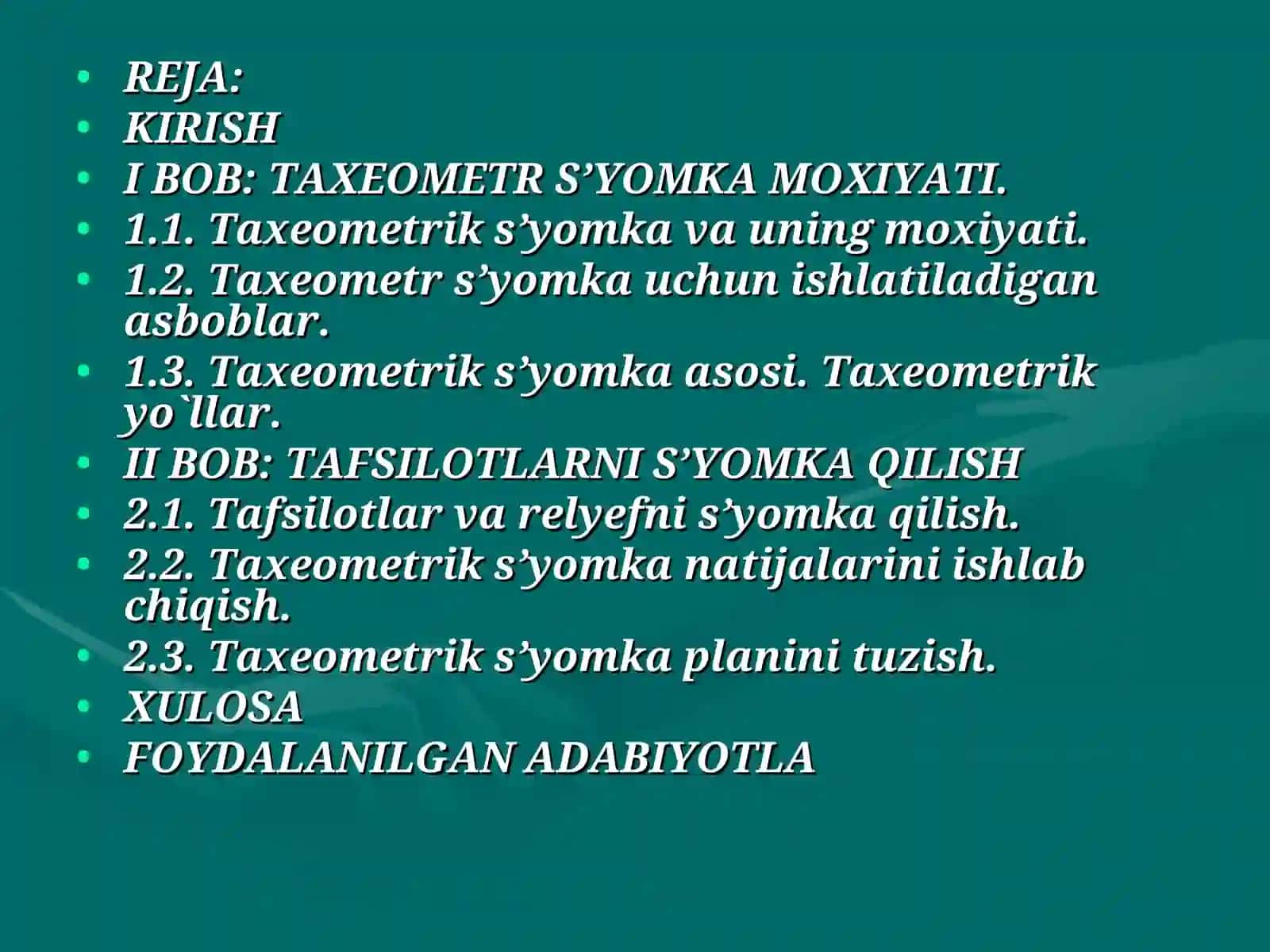 Taxeometrik s’yomka 3