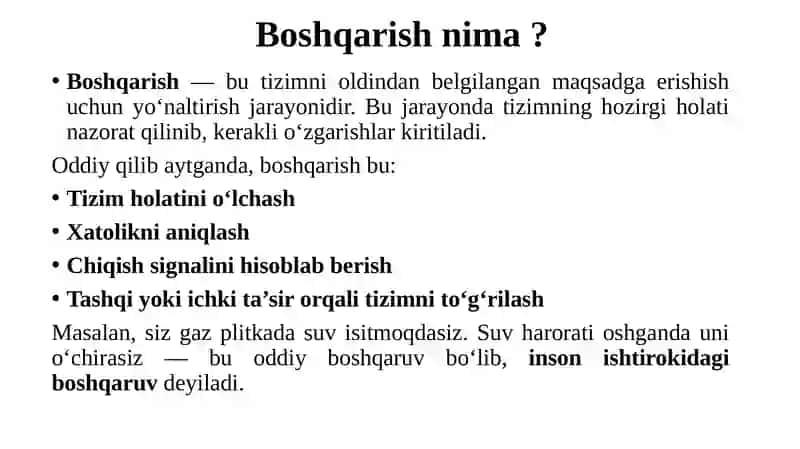 Ma’ruza 1: Chiziqli tizimlarning rostlash sifatini bahola sh usullari 3