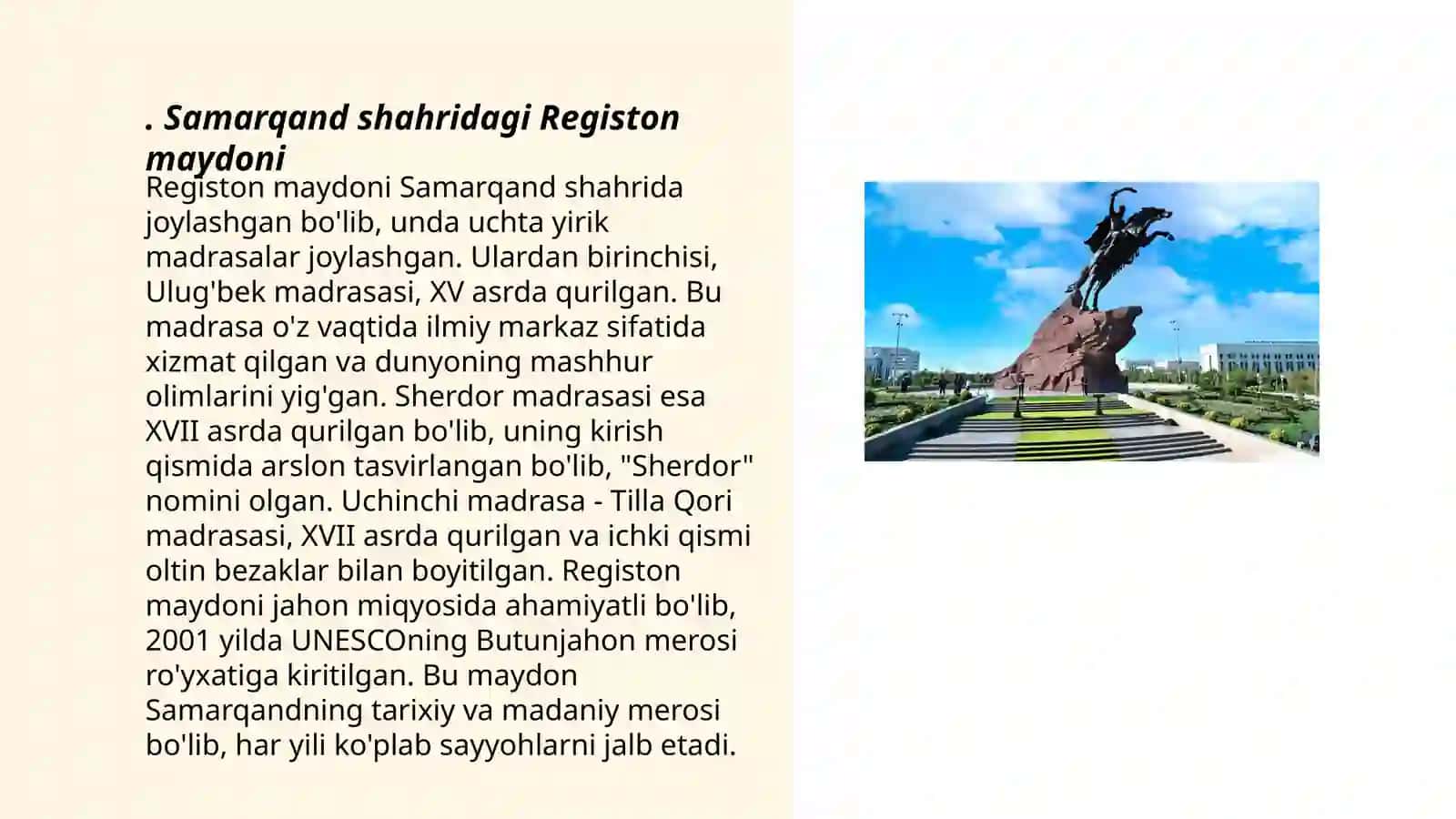 Samarqand shahridagi Registon maydoni 3
