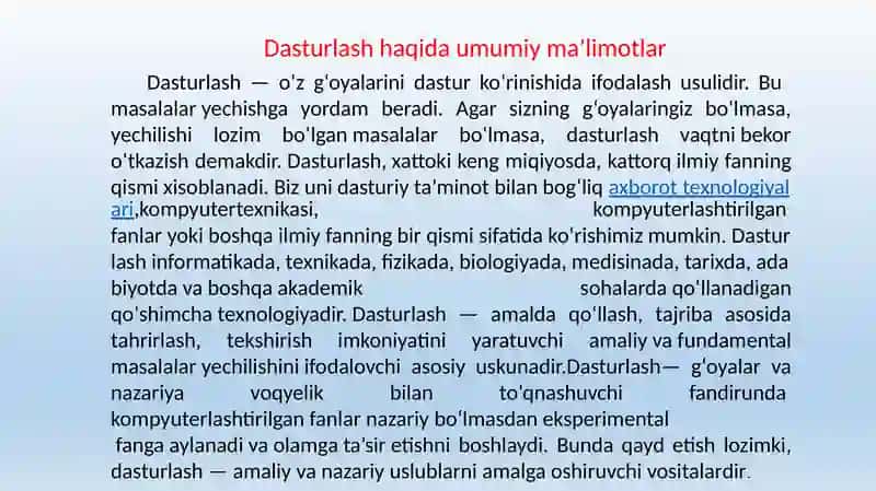 Zamonaviy dasturlash texnologiyalari 3