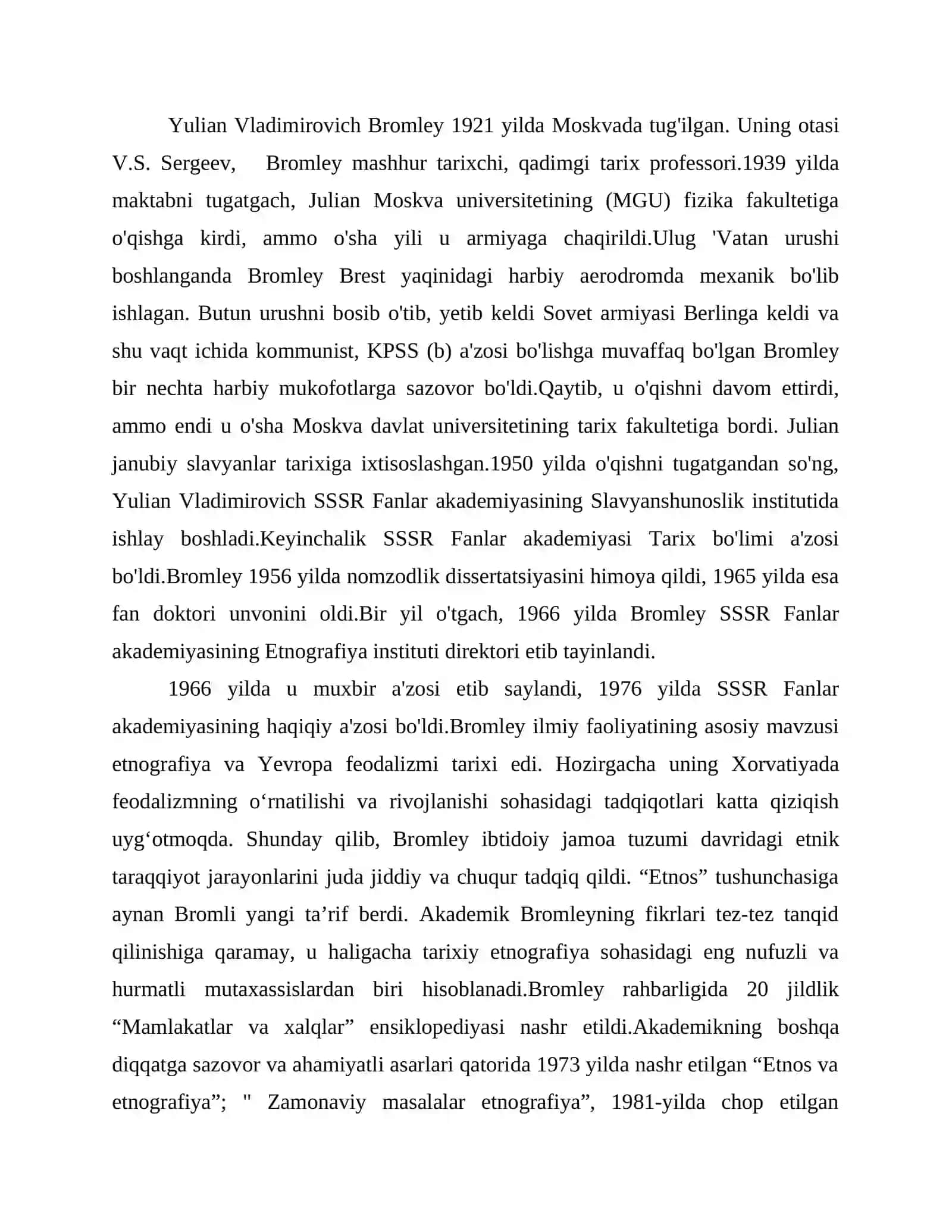 Bromley etnikos va etno-ijtimoiy tushunchalari haqida 3