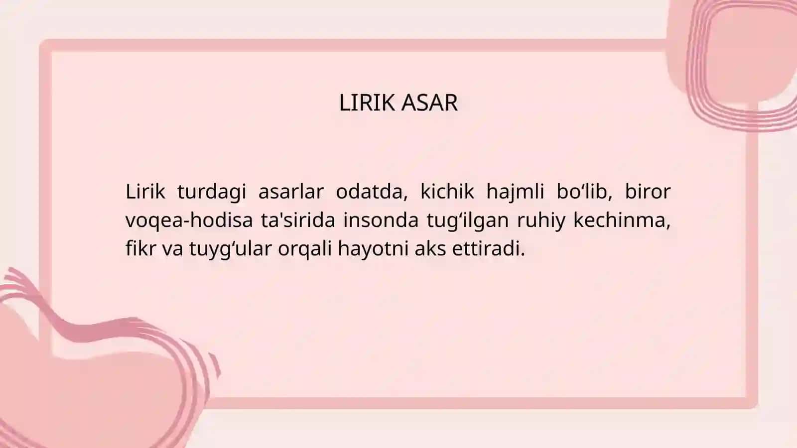 LIRIK TURDAGI ASARLARNI IFODALI O‘QISH. BARMOQ VAZNIDAGI SHE'RLARNI O‘QISH 3