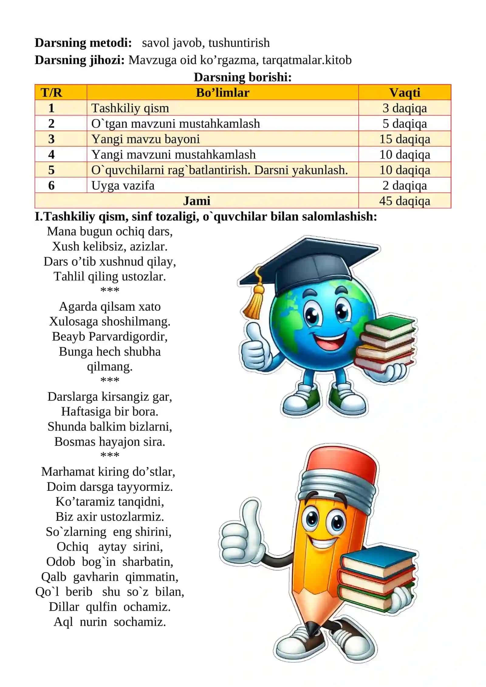 Kim?, Kimlar?, Nima?, Nimalar? So‘roqlariga javob bo‘luvchi so‘zlar 1-sinf ona tili dars ishlanmasi 3