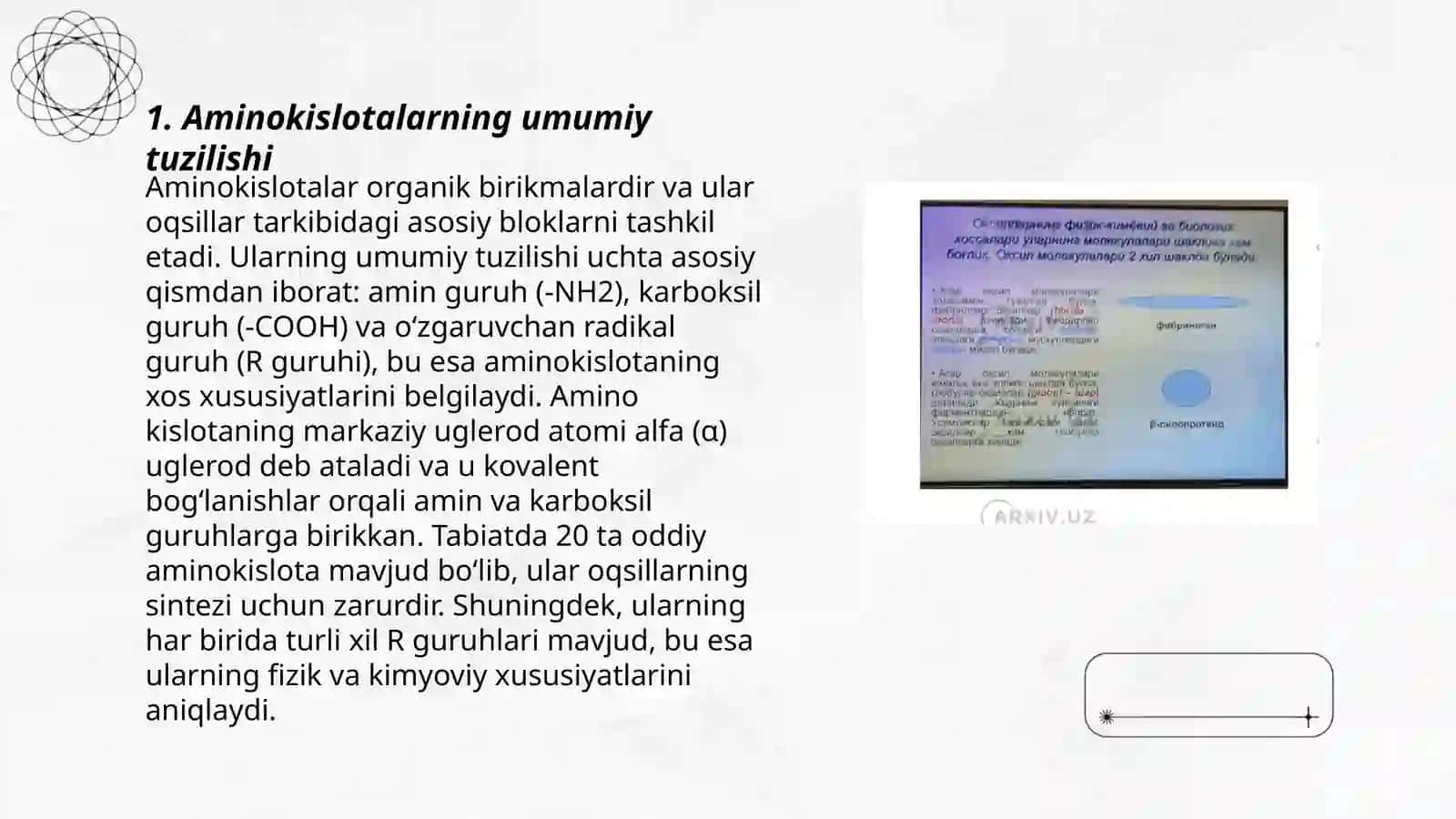 Aminokislotalar nukleotidlar va ularning metabolizmi bilan bogʼliq molekulalar 3
