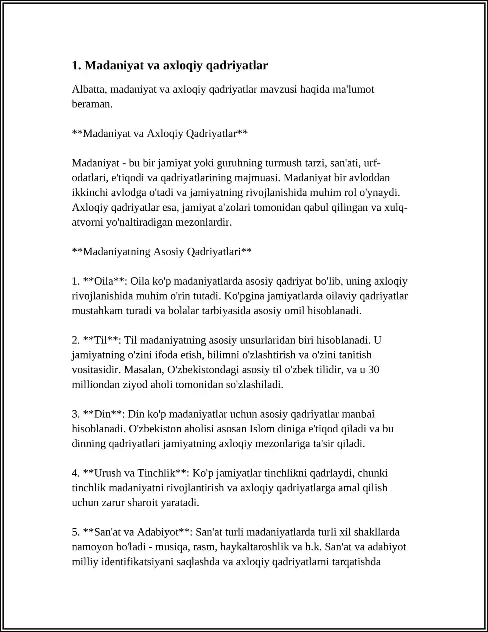 REFERAT Mavzu: MADANIY AHLOQIY YARBIYA 3