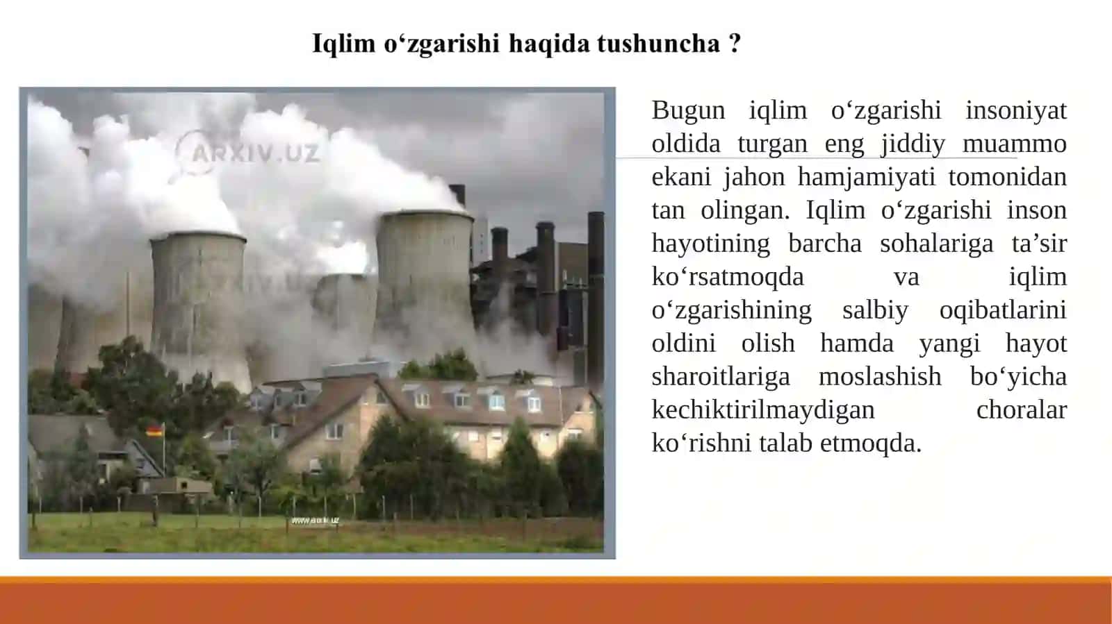 MARUZA: IQLIM O‘ZGARISHINI OLDINI OLISH BO‘YICHA CHORA-TADBIRLAR 3