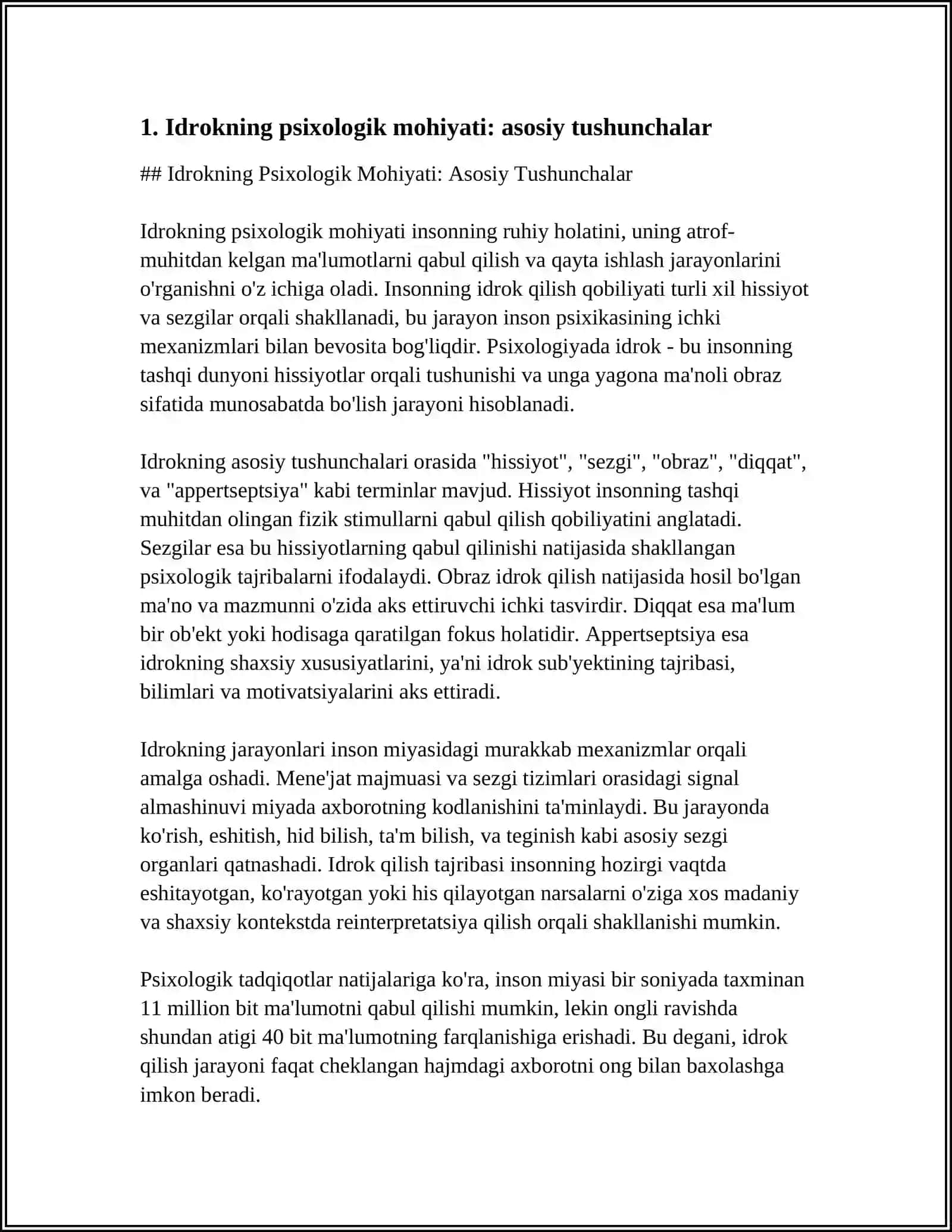 Idrokning Psixologik Mohiyati: Asosiy Tushunchalar 3