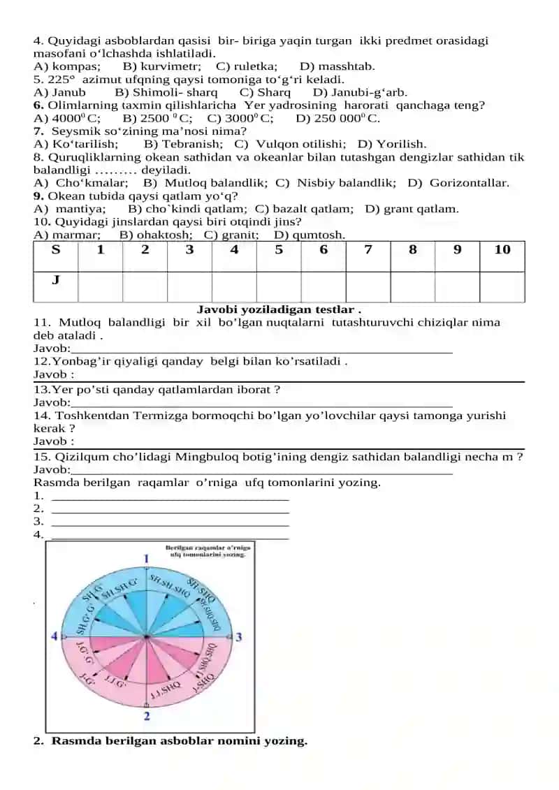 GEOGRAFIYA FANIDAN NAZORAT ISHI DAFTARI 3