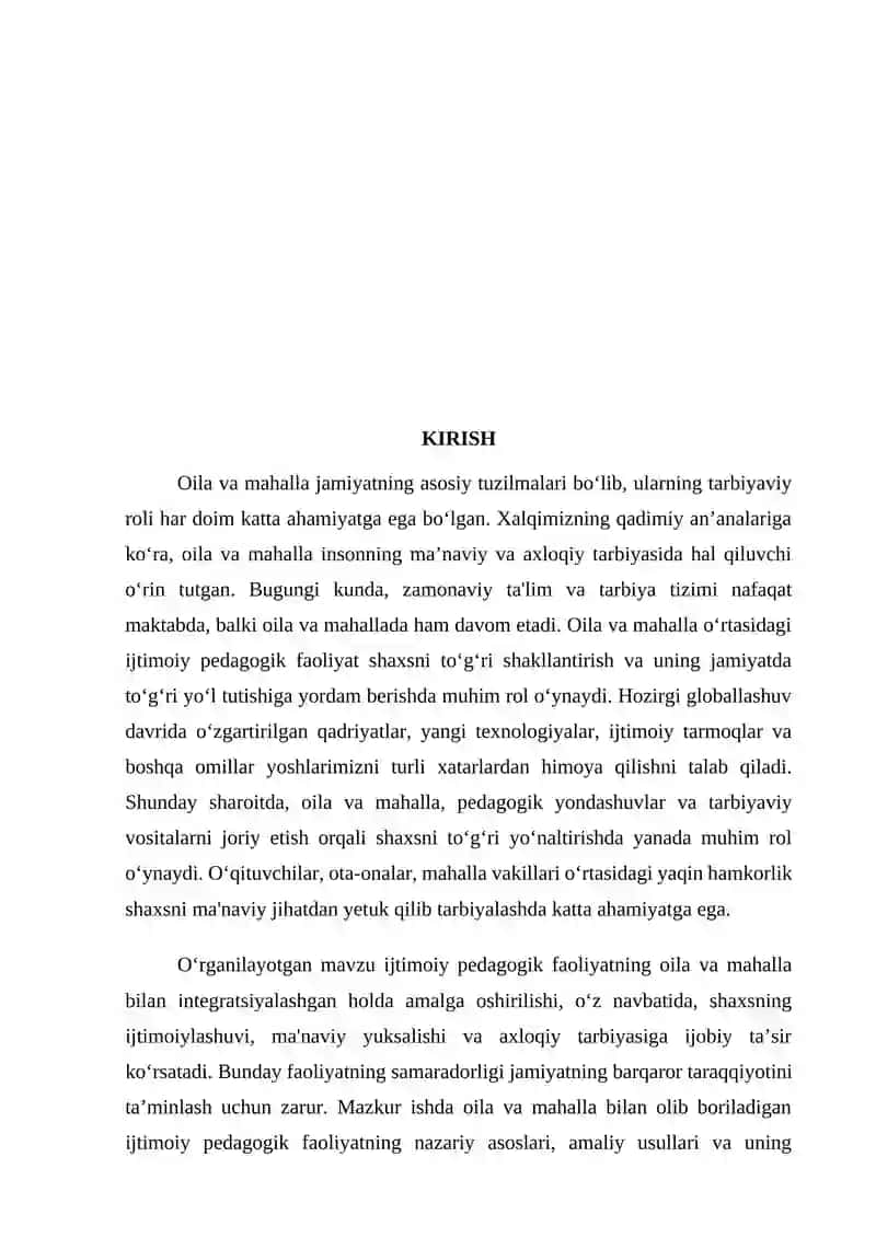 OILA, MAHALLA BILAN OLIB BORILADIGON IJTIMOIY PEDAGOGIK FAOLIYAT 3