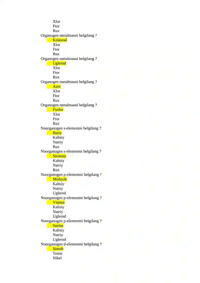 Marganets elementi biologik elementlarning qanday tur(lar)iga misol bo’la oladi? 3
